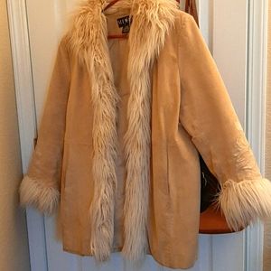 Suede and fur coat